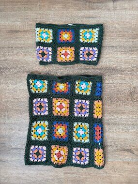 Emory Park Granny Square Skirt Set Tube Top Festival Boho Crochet